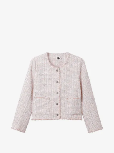 b+ab button frayed-detail tweed jacket