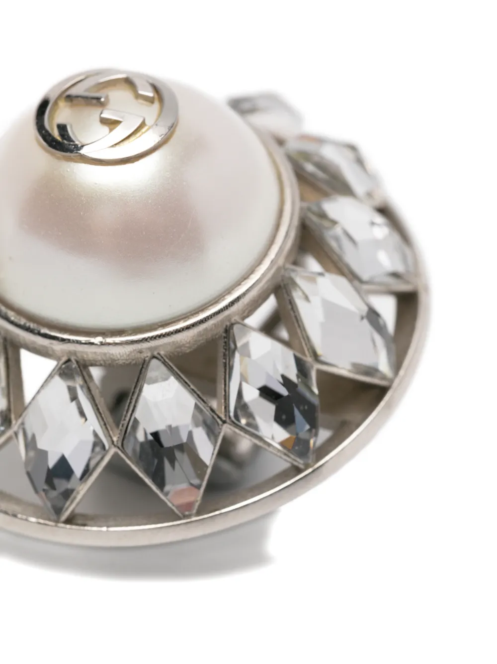 Gucci Pre-owned 2020s Interlocking G Crystal-embellished Earrings in Silver, view 2