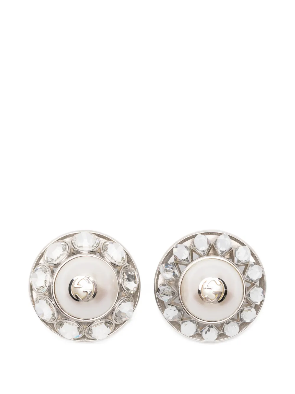 Gucci Pre-Owned 2020s Interlocking G crystal-embellished earrings - Argento