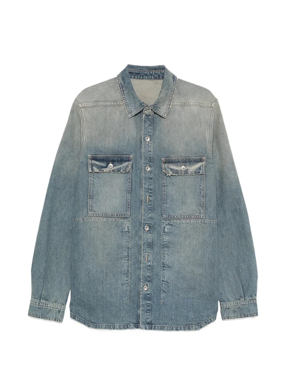 Rick Owens DRKSHDW frayed-hem denim jacket - Blu