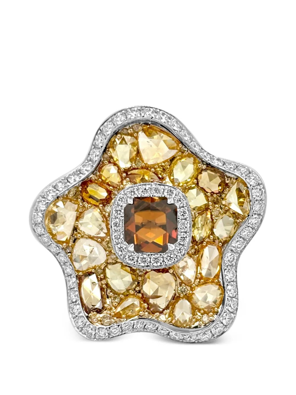 HYT Jewelry flower-shape diamond statement ring - Silber