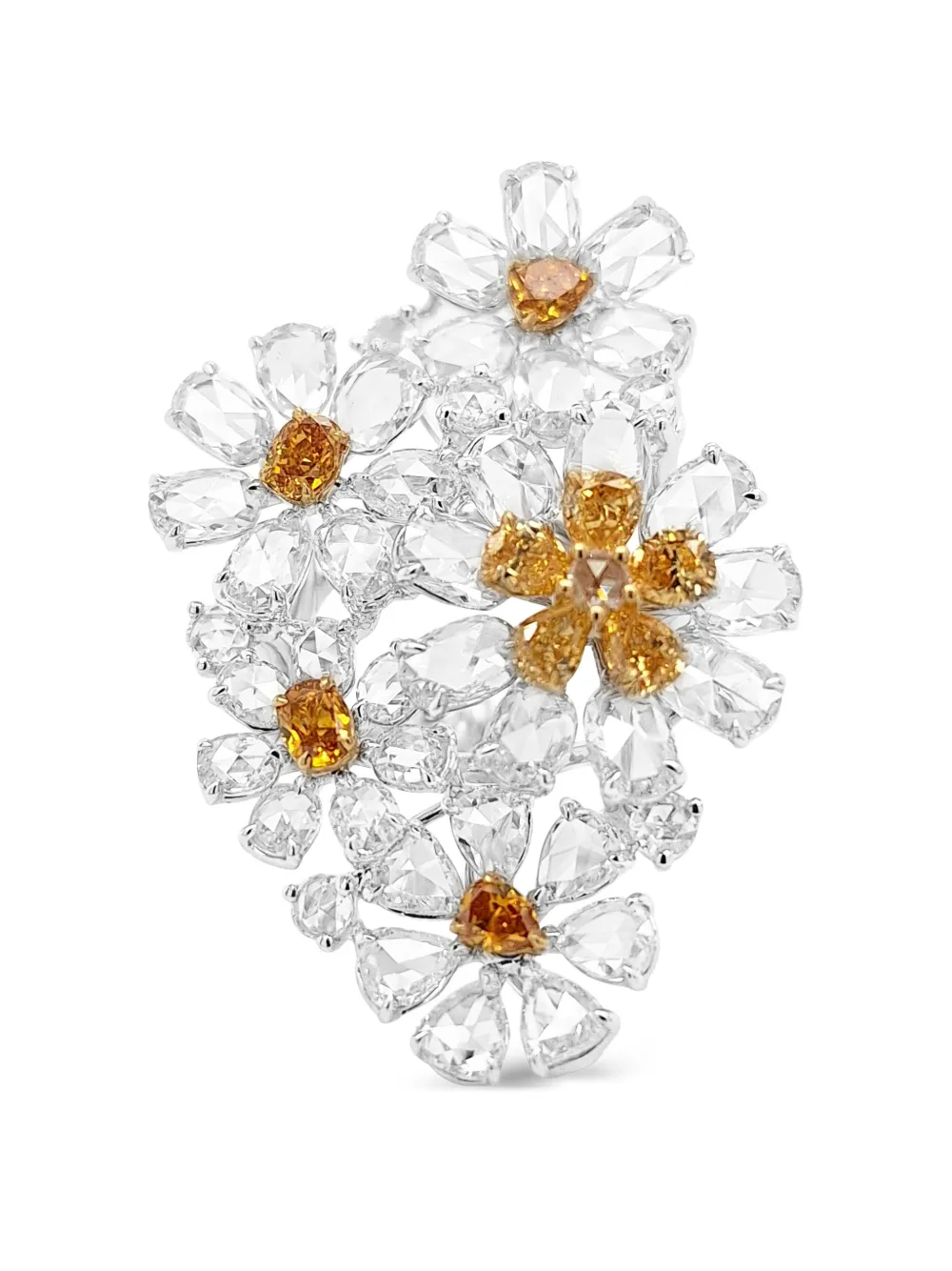 HYT Jewelry floral-shape diamond statement ring - Silber