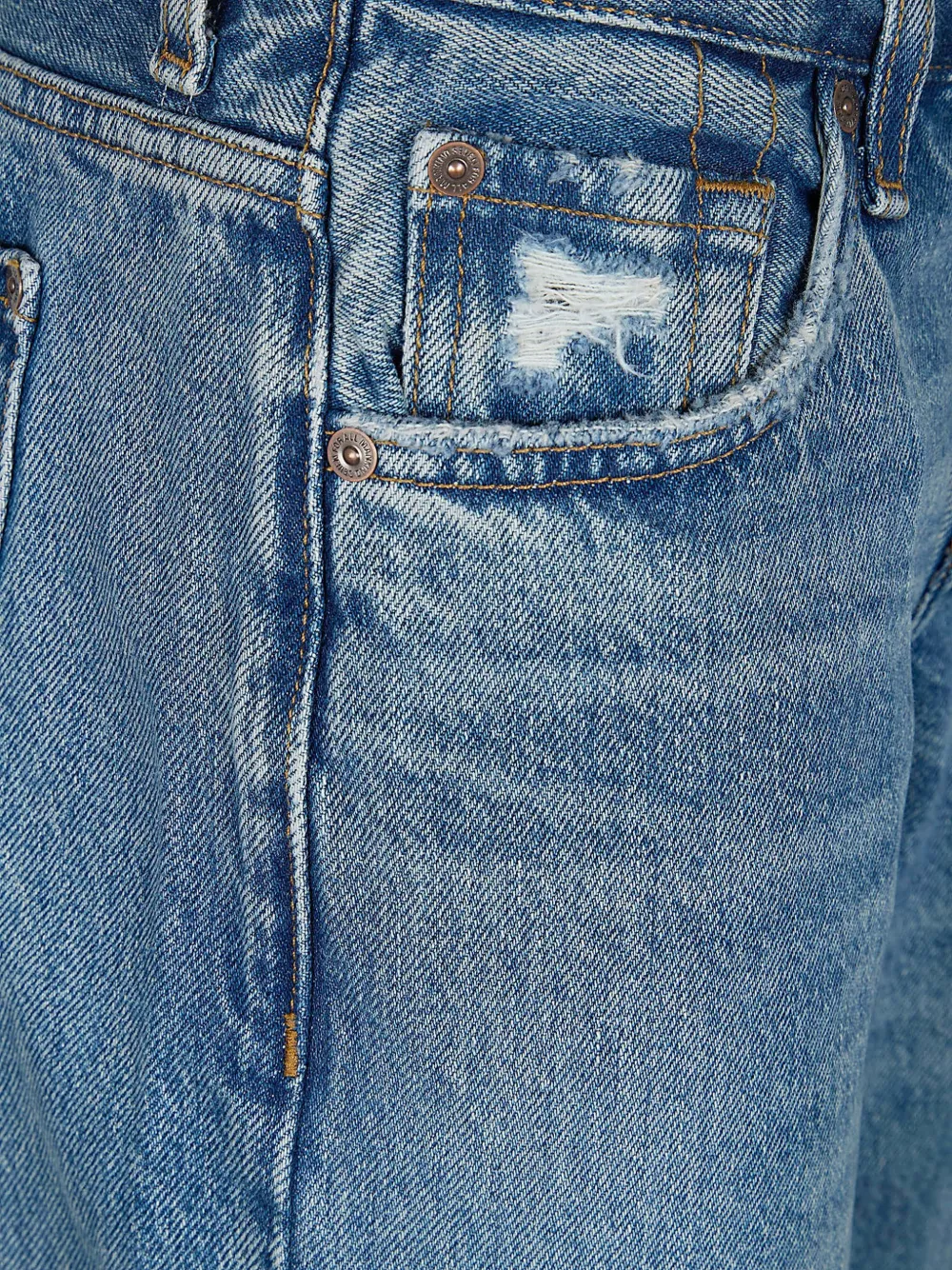  7 For All Mankind Low Straight Distressed Jeans - Blue 
