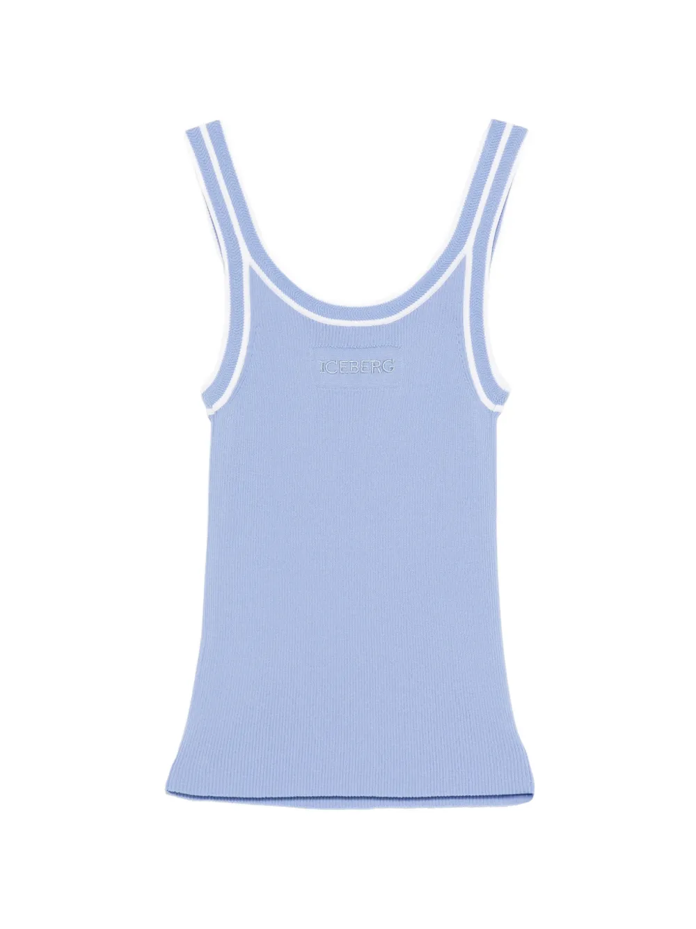  Iceberg Ribbed Trim Knit Top - Blue 