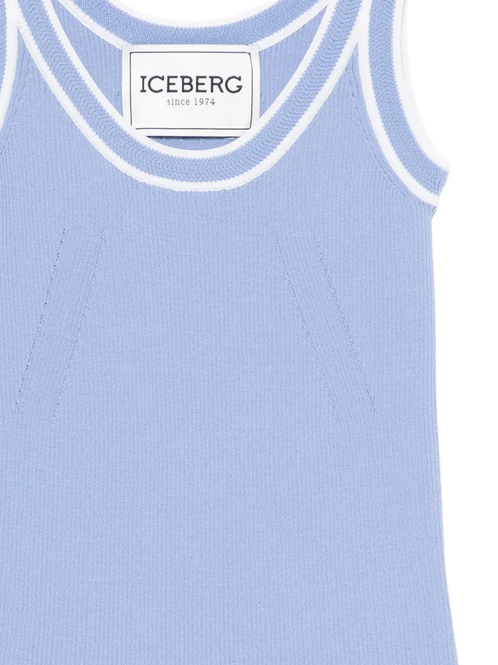  Iceberg Ribbed Trim Knit Top - Blue 