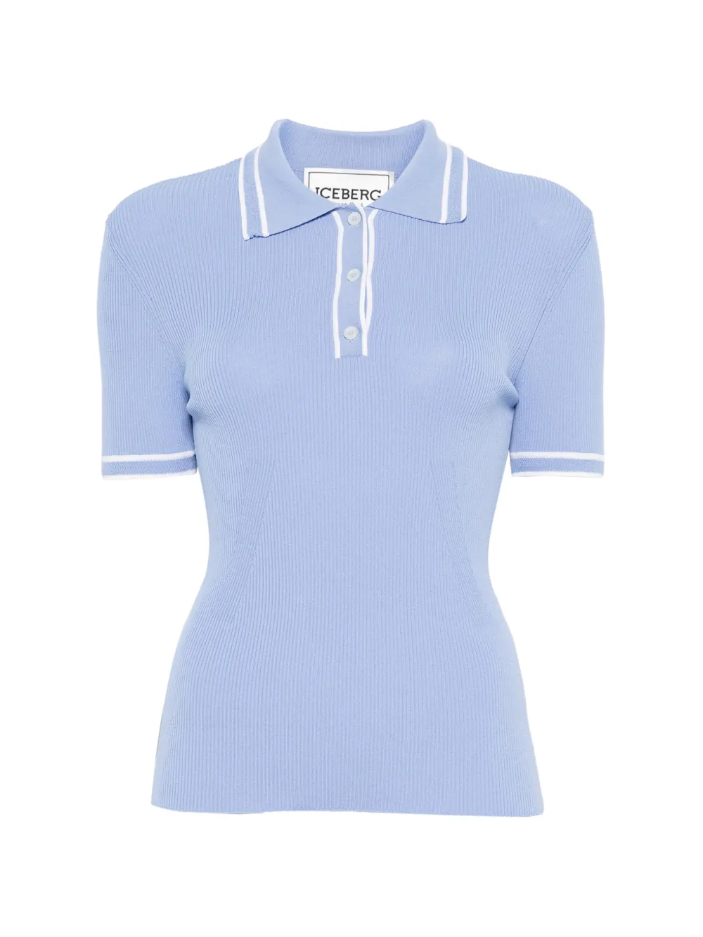 Iceberg Polo con bordo a coste - Blu