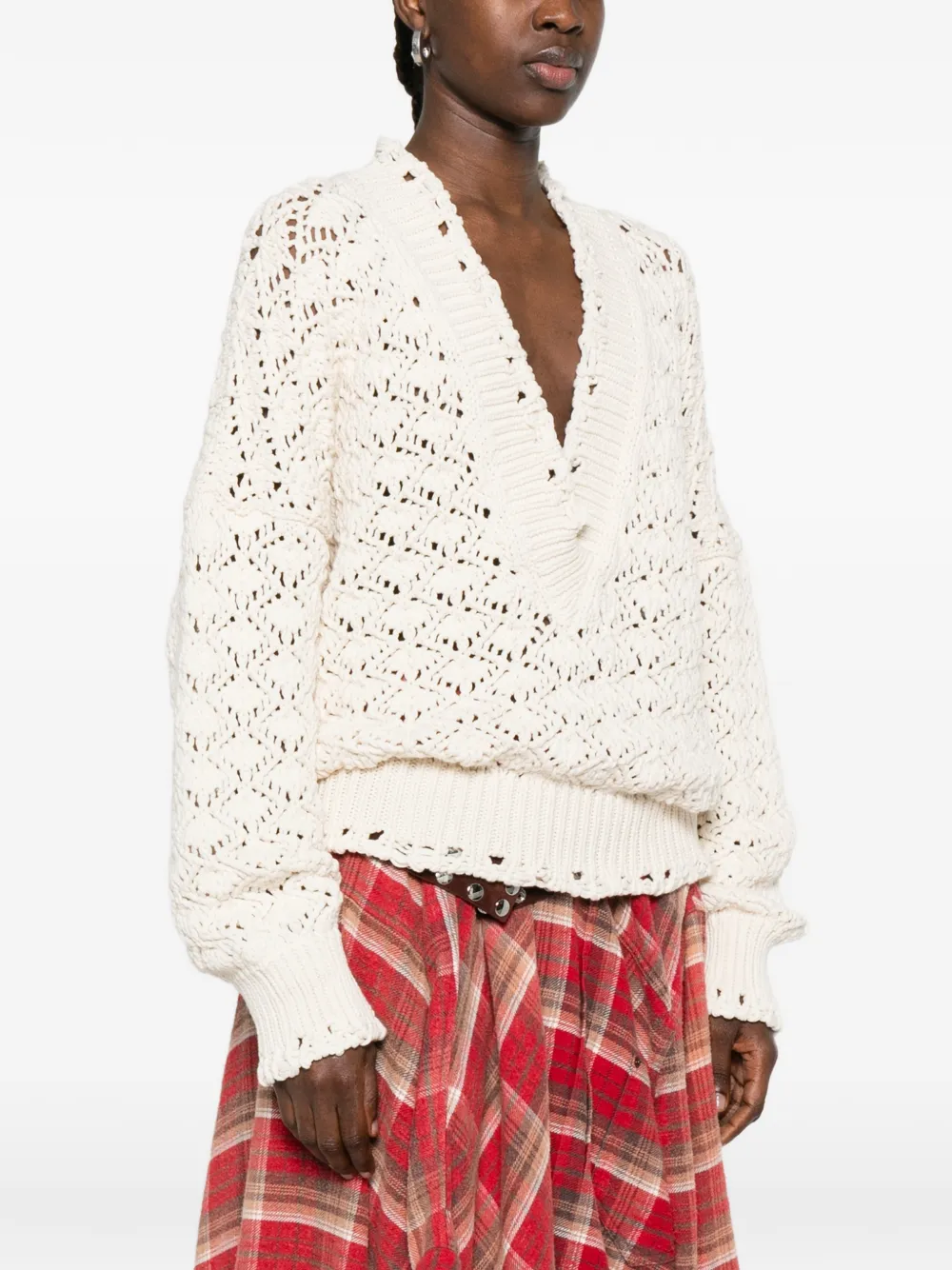  Blumarine V-neck Sweater - Neutrals 