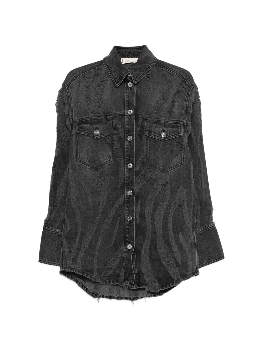Blumarine distressed denim shirt - Grey