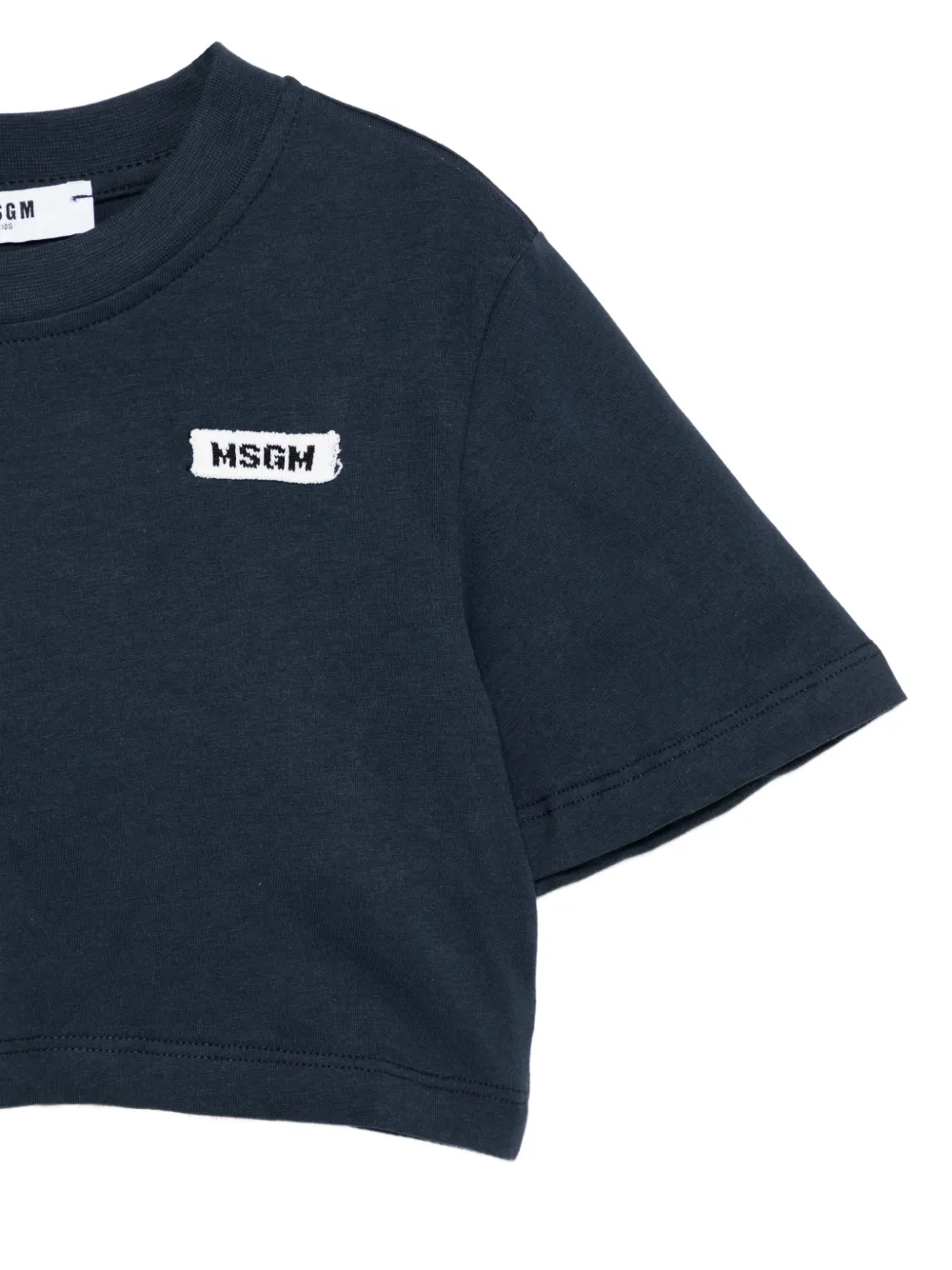  Msgm Kids Logo Crop T-shirt - Blue 