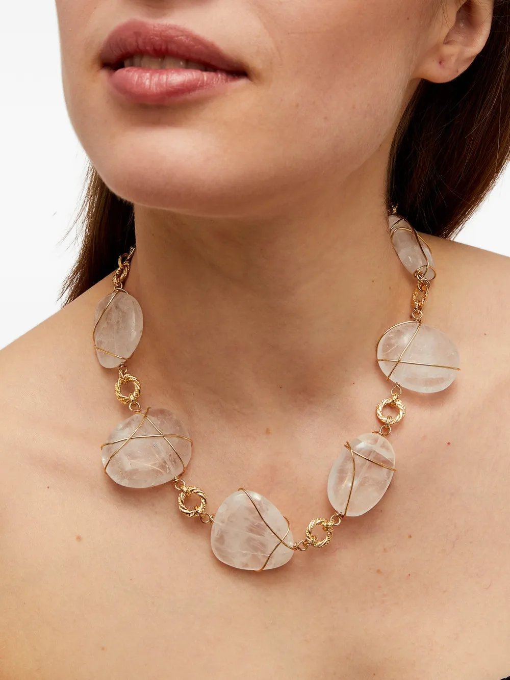  Gas Bijoux Collar Con Gemas - Dorado 