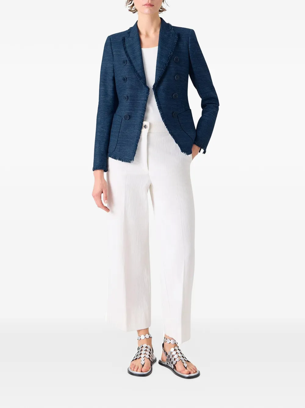  Akris Punto Blazer Con Doble Botonadura - Azul 