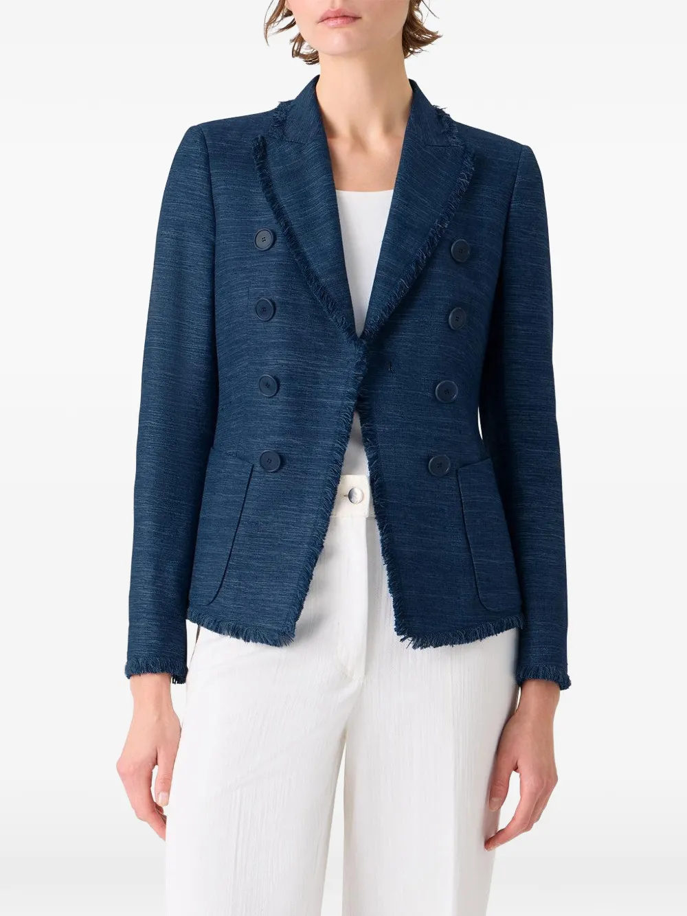  Akris Punto Blazer Con Doble Botonadura - Azul 