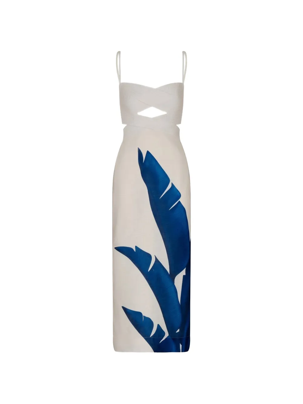 ANDRES OTALORA Recuerdos cut-out leaf-print midi dress - Nude
