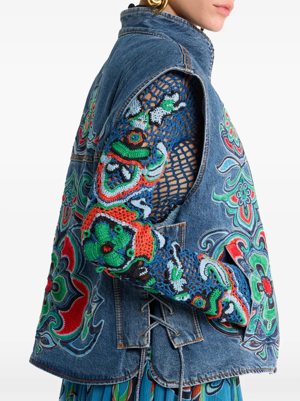 ETRO Denim top met bloemen-patroon Blauw