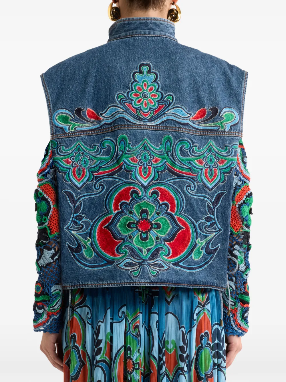ETRO Denim top met bloemen-patroon Blauw