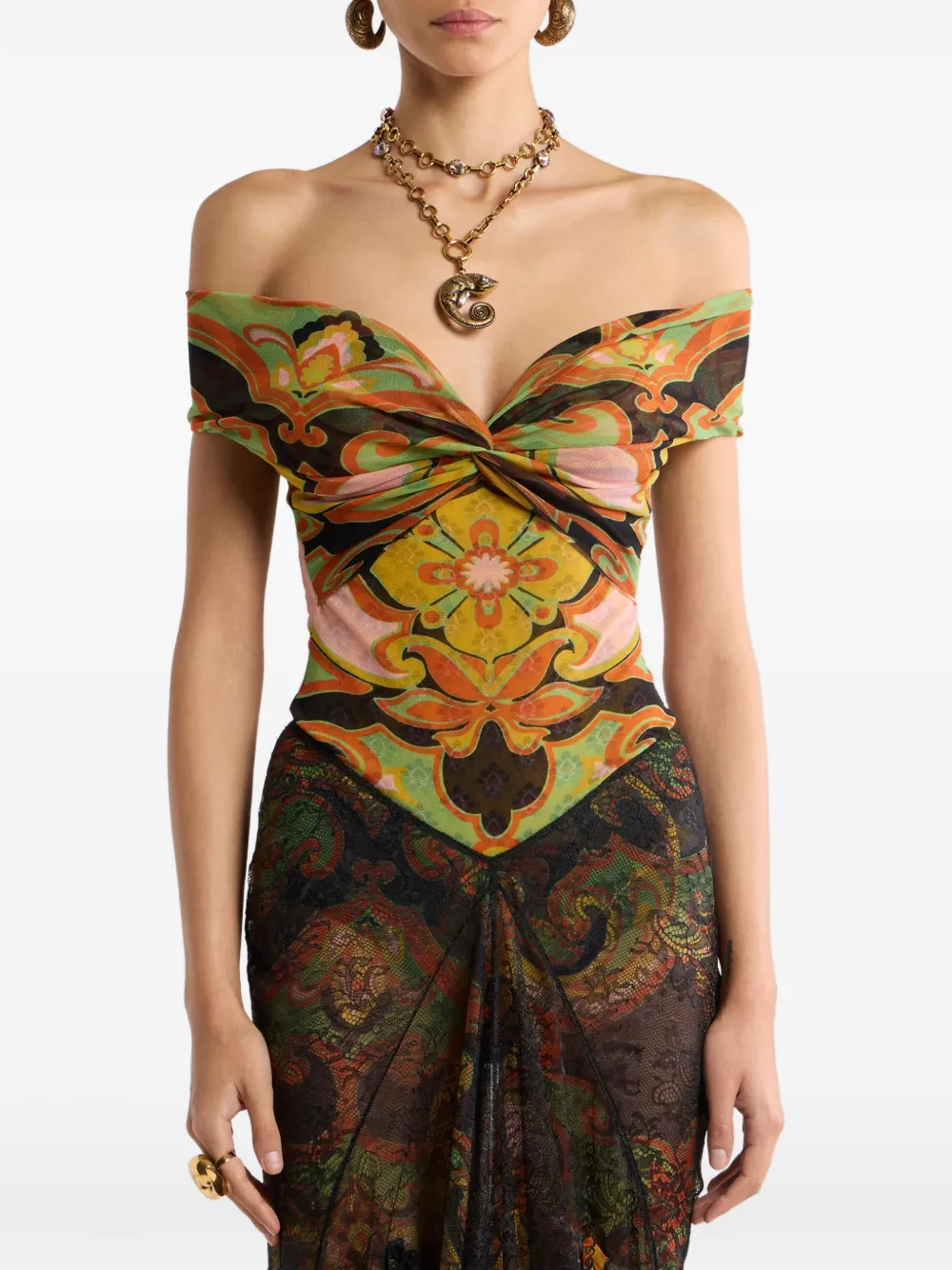  Etro Floral-print Bodysuit - Green 