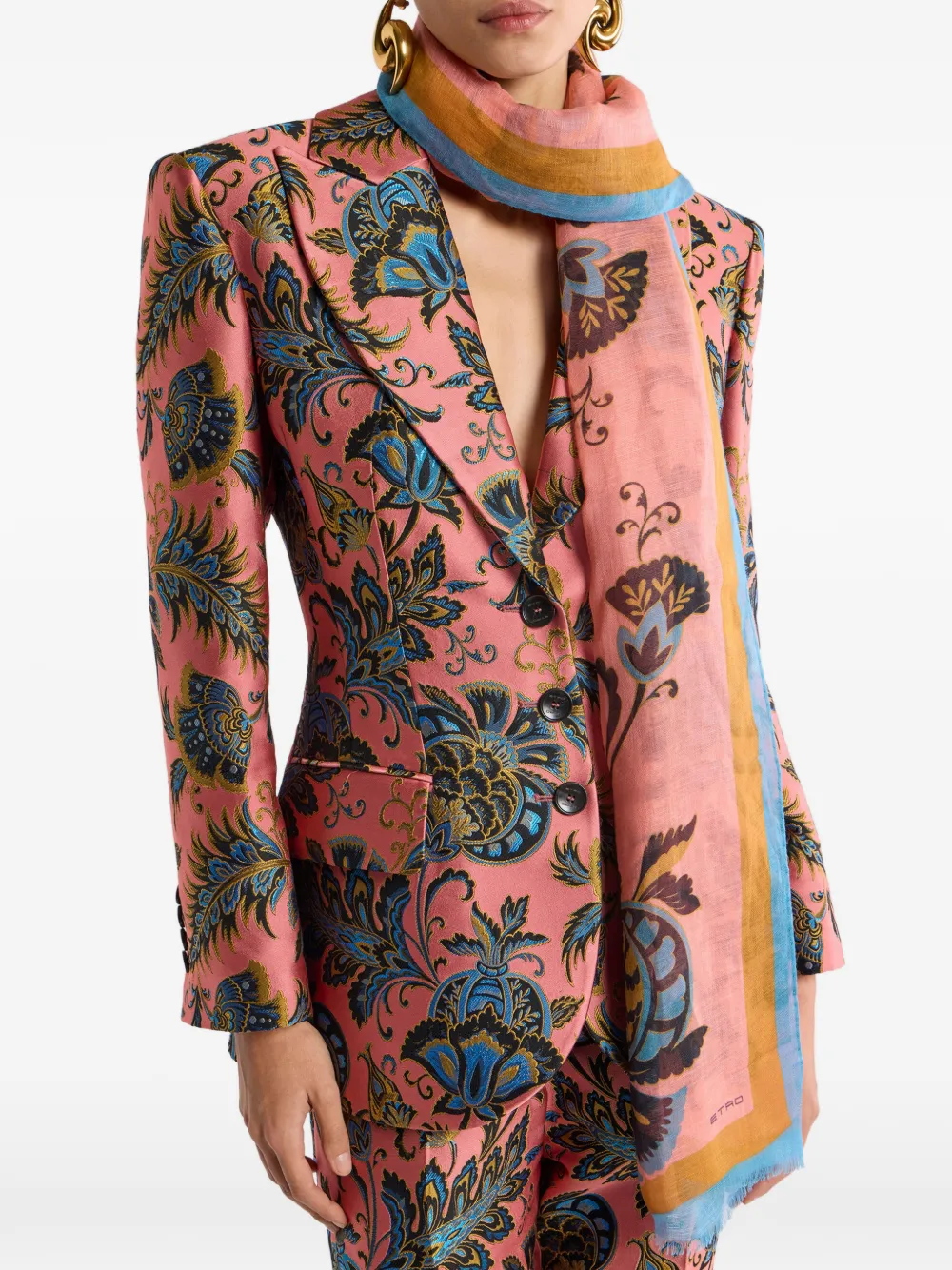 ETRO Sjaal met bloemen-print van modalblend Roze