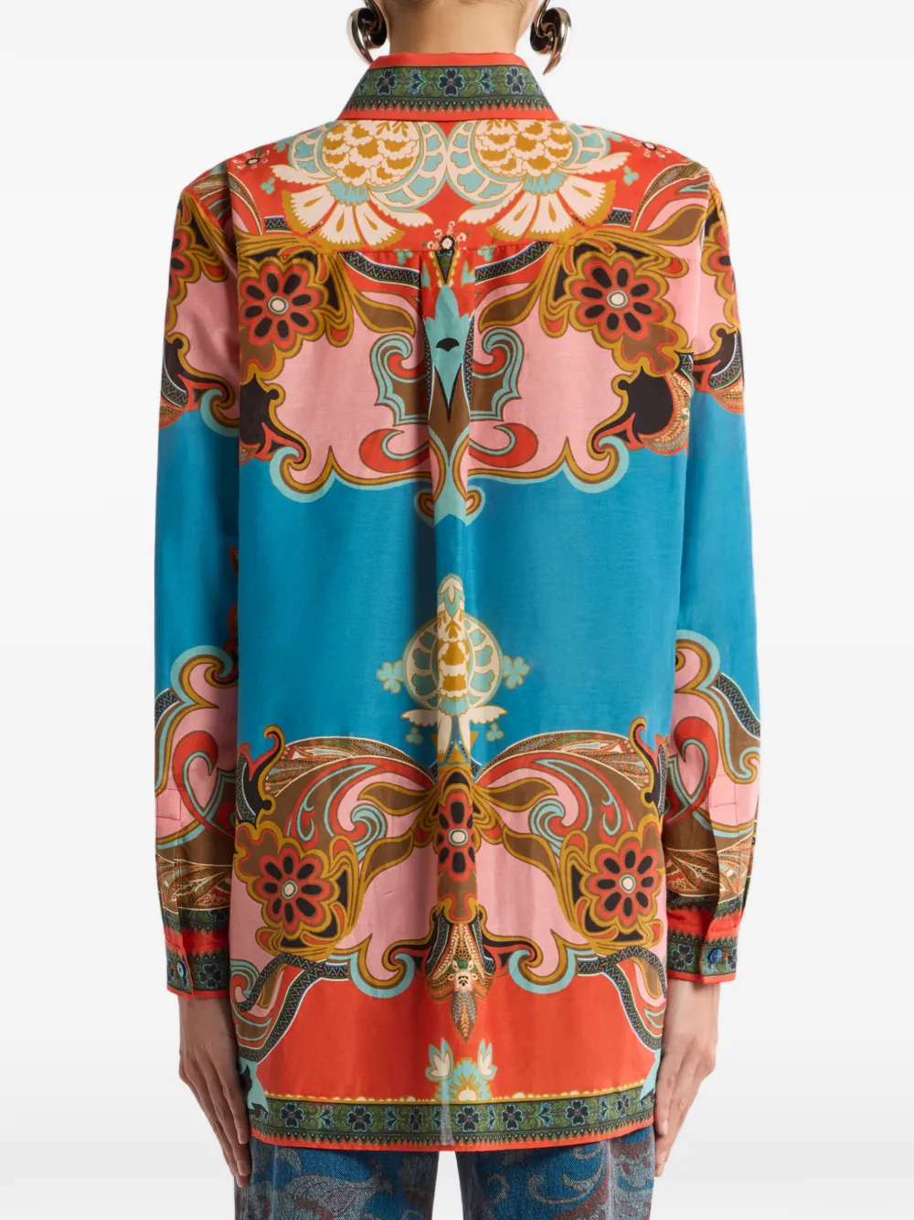  Etro Camisa Larga Estampada - Rosa 