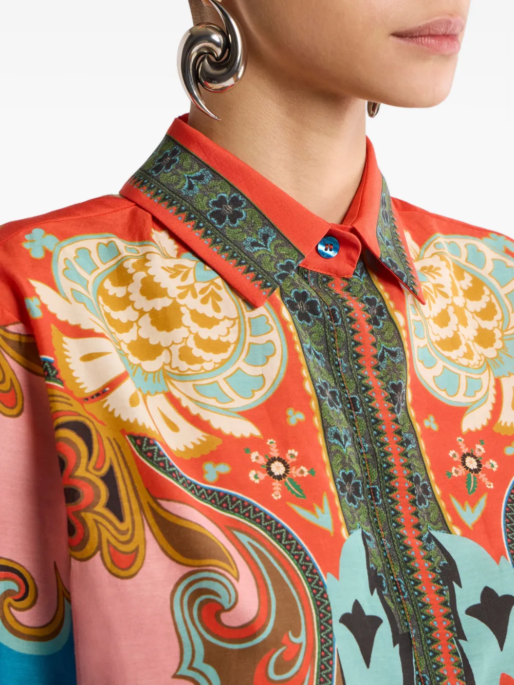  Etro Camisa Larga Estampada - Rosa 