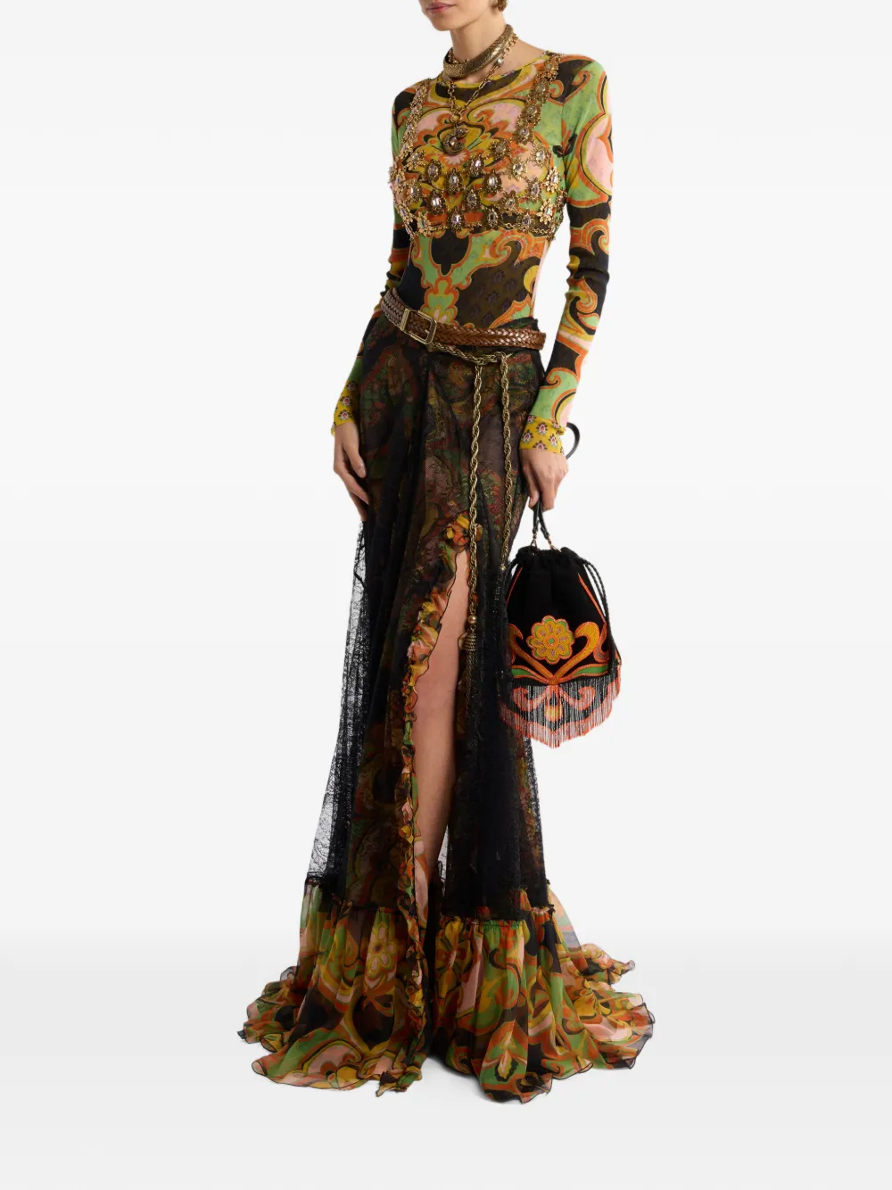  Etro V-neck Top - Gold 