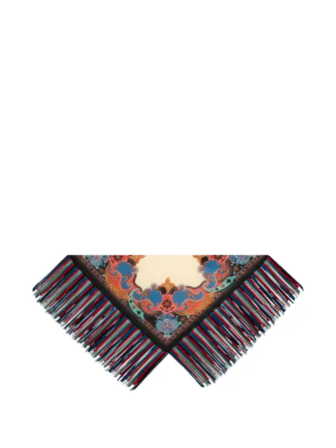 ETRO floral fringing silk scarf