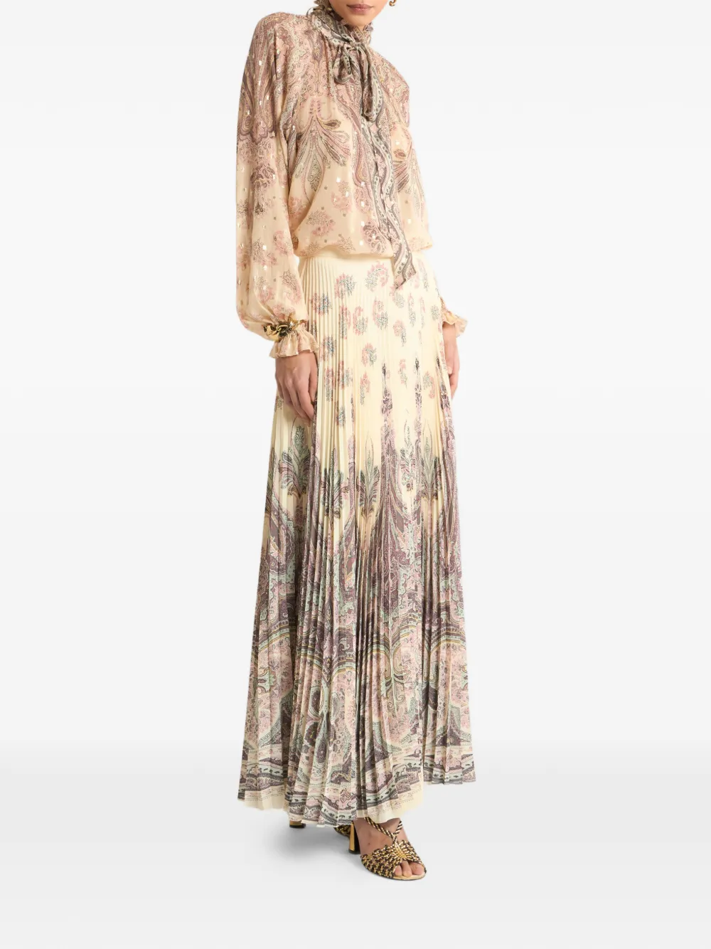 ETRO Zijden blouse met sjaal en print Beige