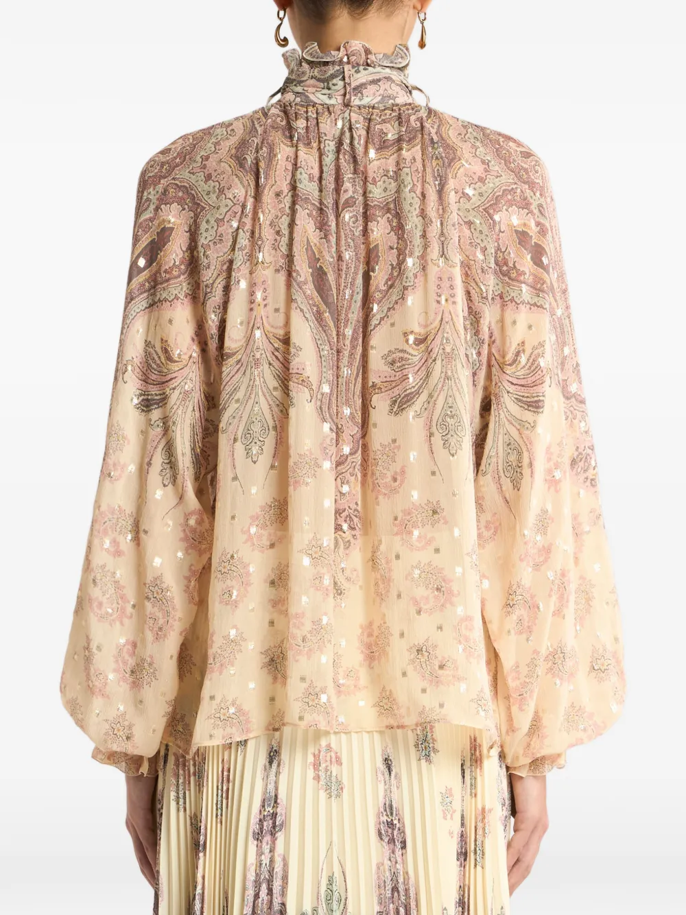ETRO Zijden blouse met sjaal en print Beige