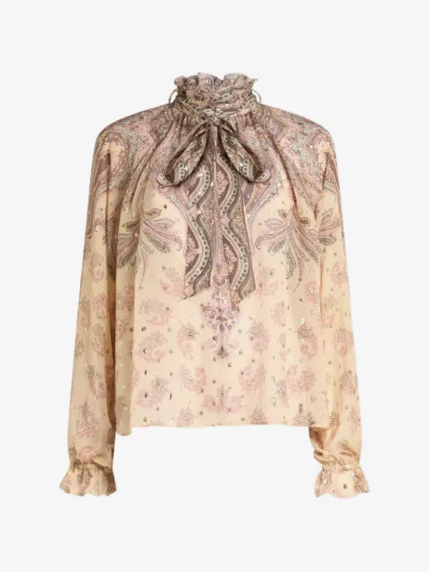 ETRO silk blouse with scarf and placed print
