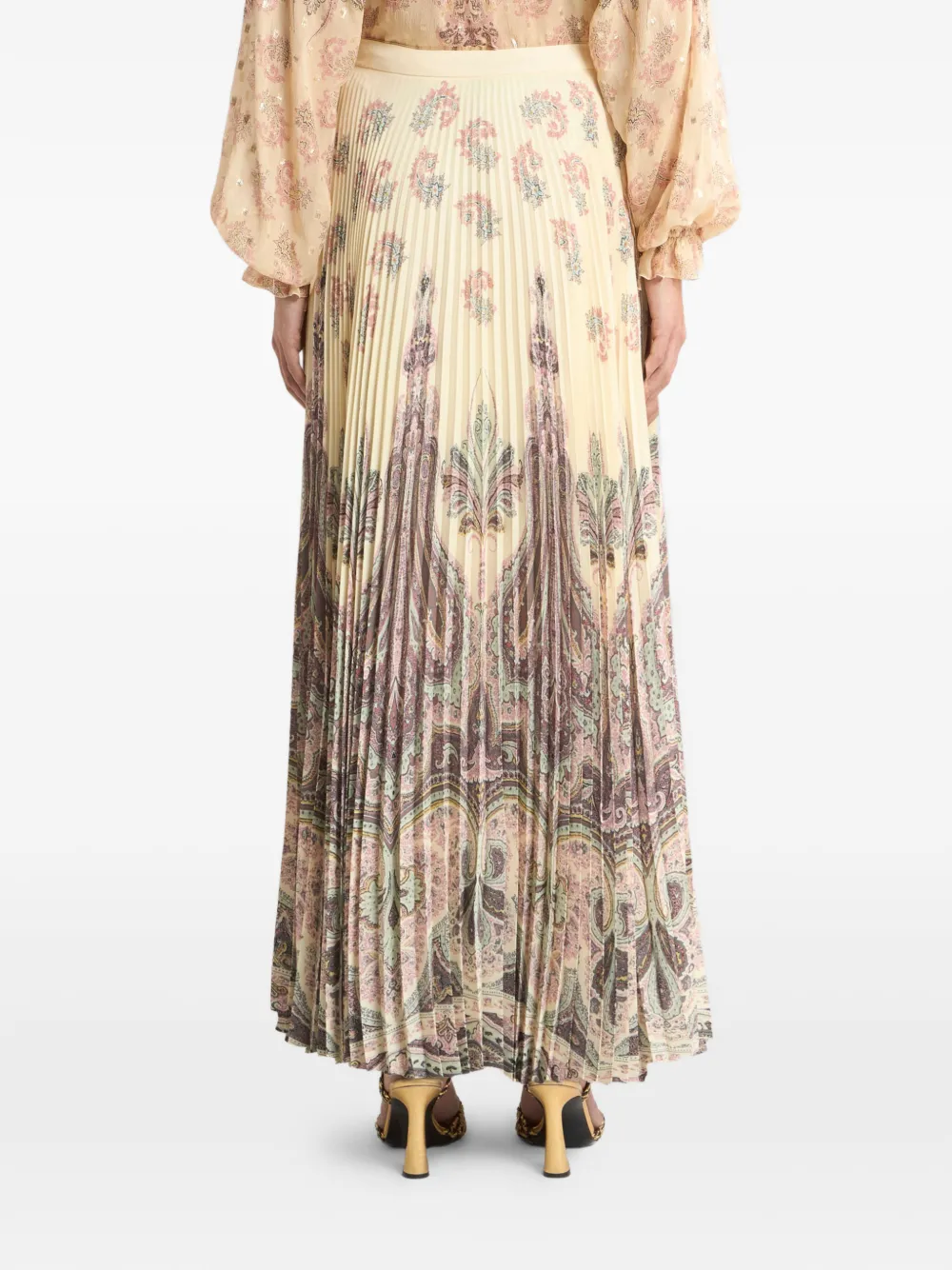 ETRO Maxi-rok met plooien en print Beige