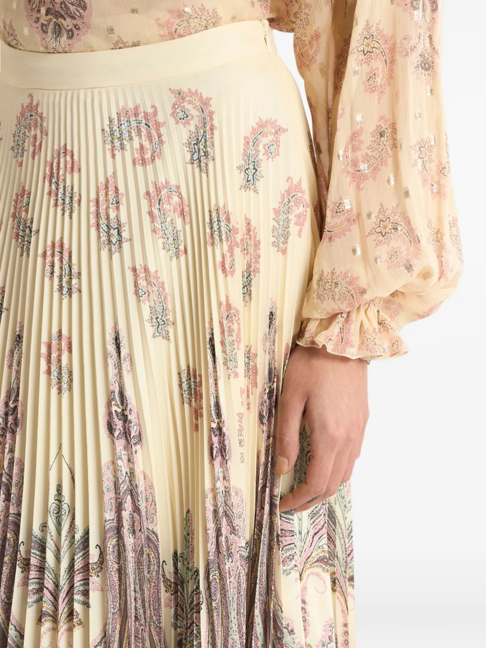 ETRO Maxi-rok met plooien en print Beige