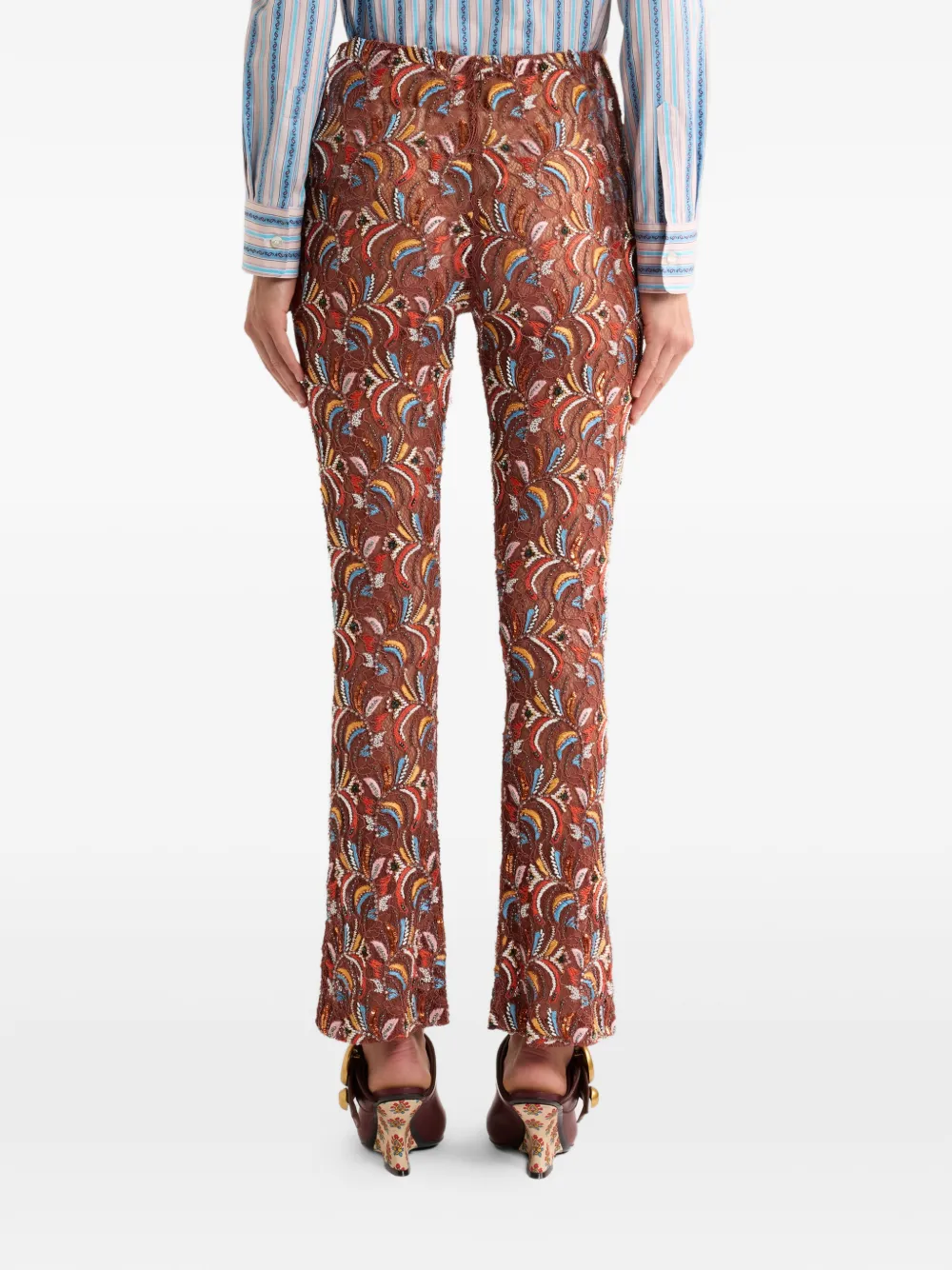 ETRO Broek met kanten detail Bruin