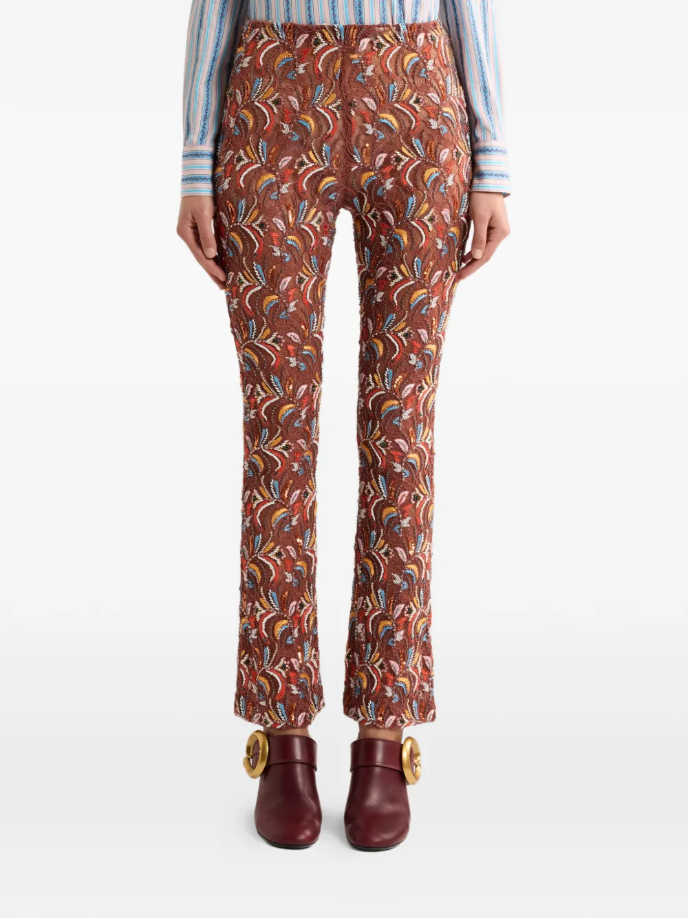 ETRO Broek met kanten detail Bruin