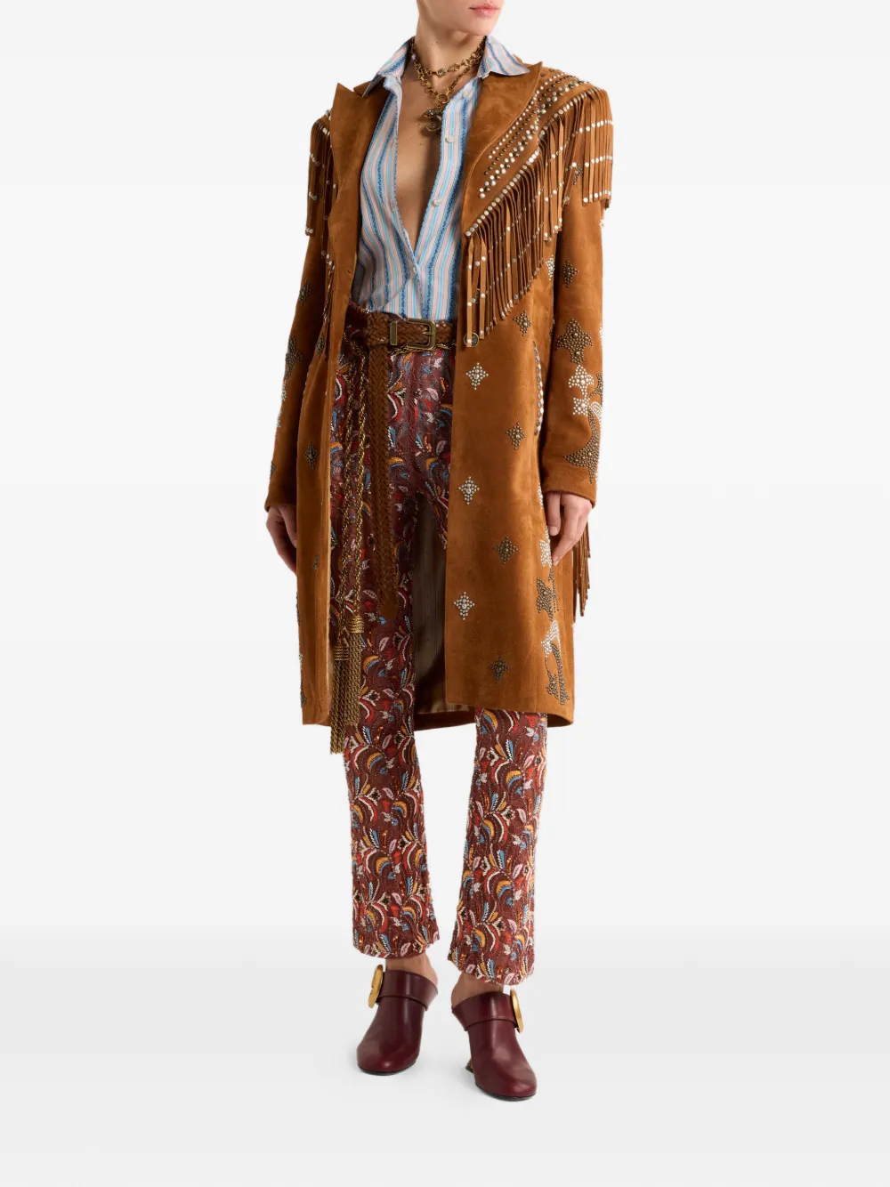 ETRO Broek met kanten detail Bruin
