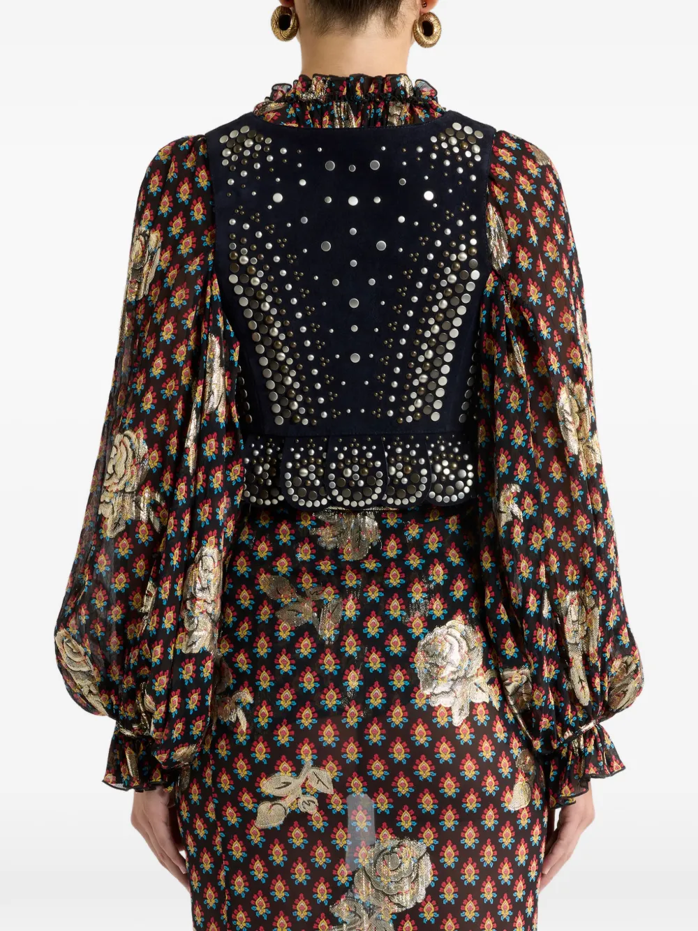 ETRO Leren top met studs Blauw