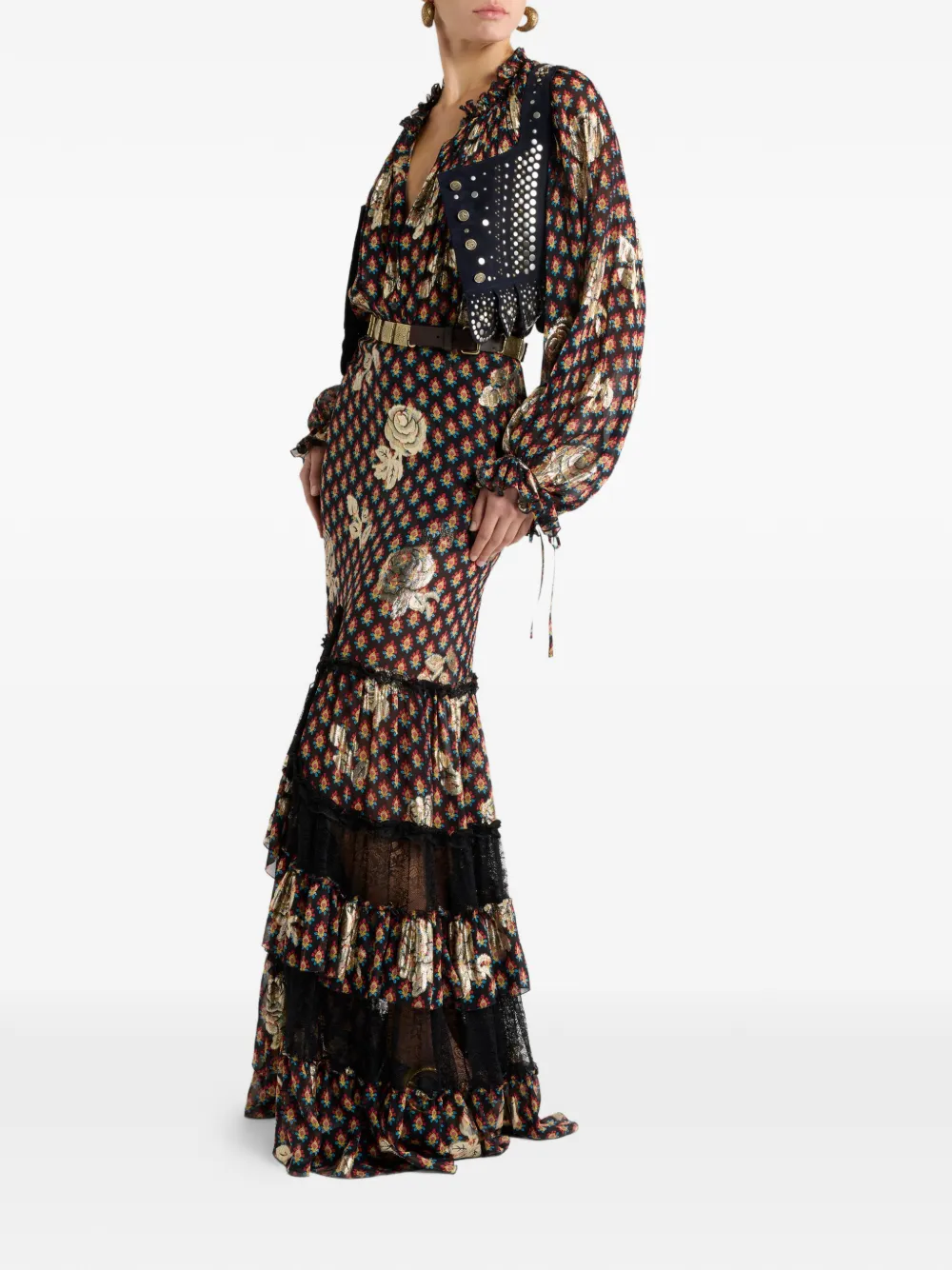  Etro Studded Leather Vest - Blue 