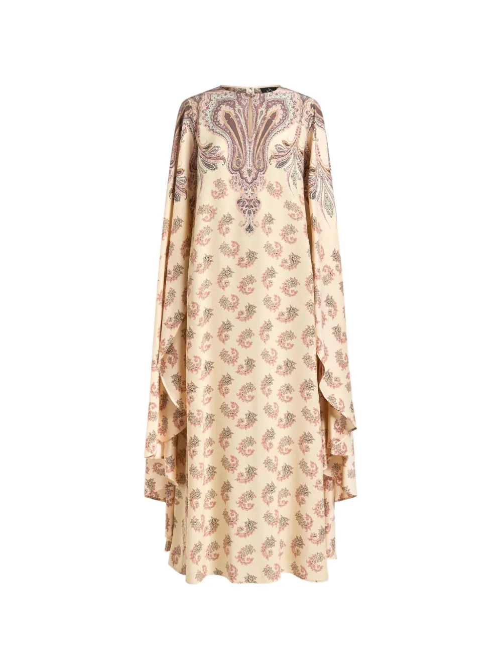 ETRO cape placed-print silk dress - Toni neutri