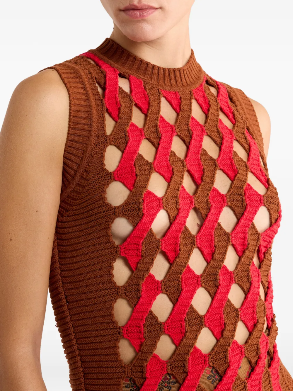 ETRO Opengebreide gilet Bruin