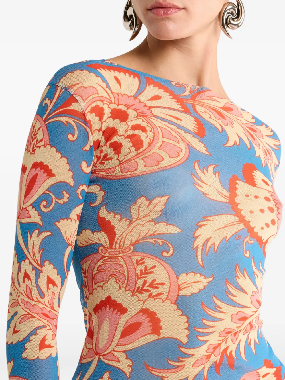 ETRO Top met bloemenpatroon en lange mouwen Blauw