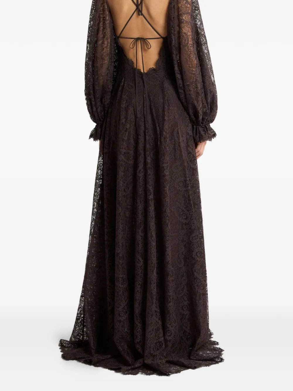 ETRO Maxi-jurk met paisley-print en kant Bruin