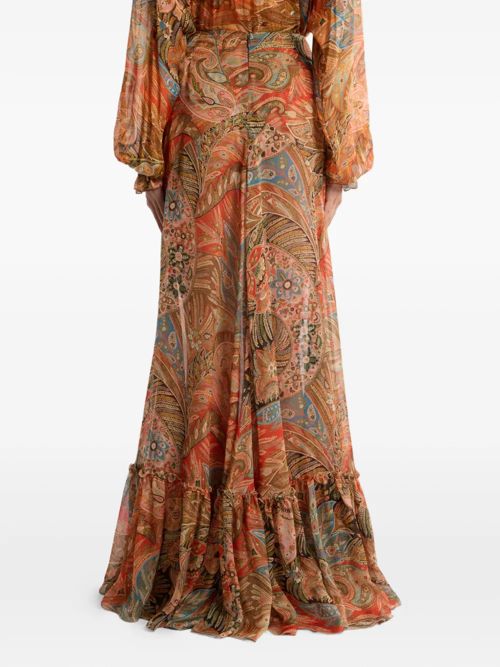 ETRO Zijden flared maxi-rok met paisley-patroon Beige