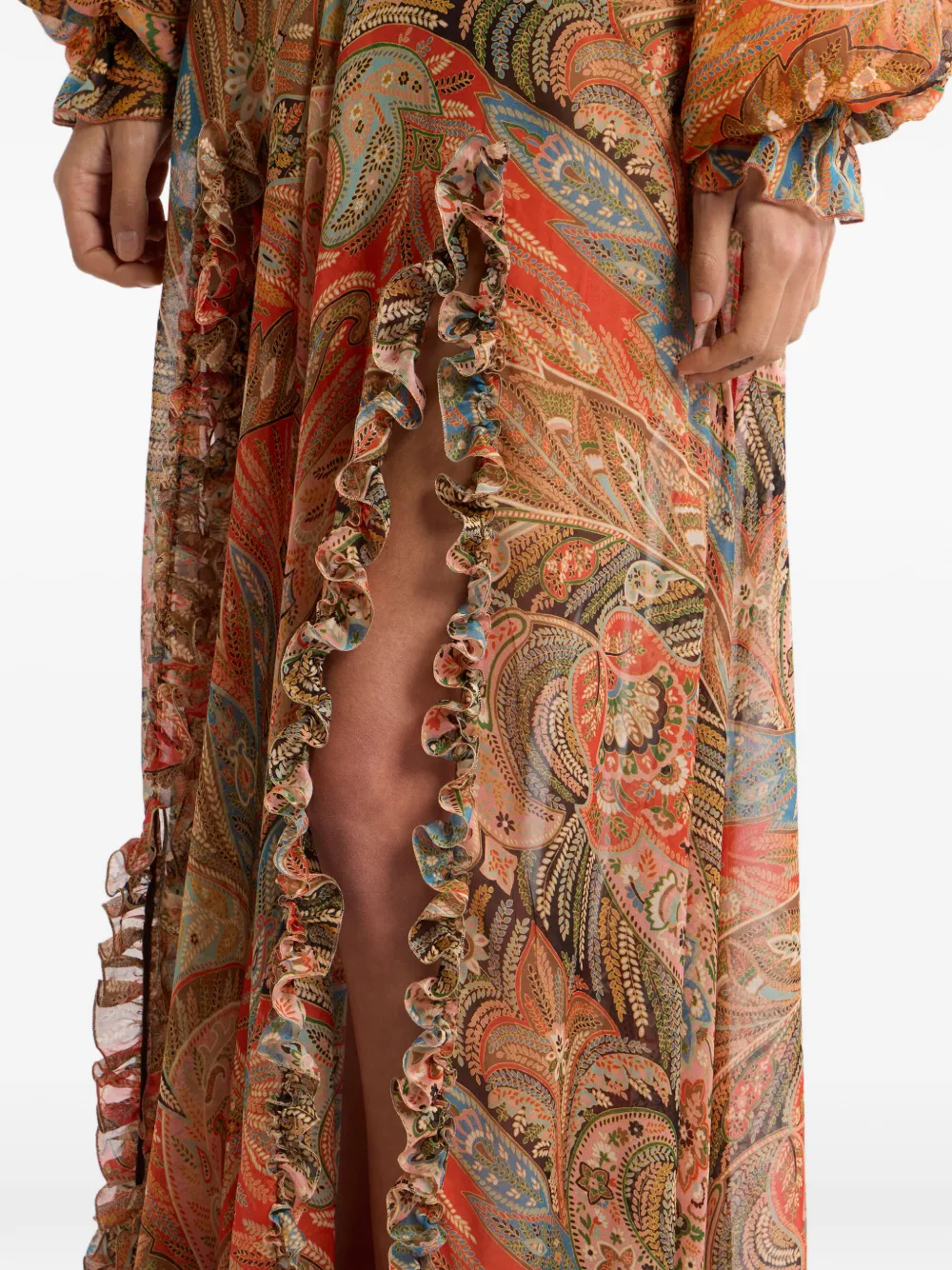 ETRO Zijden flared maxi-rok met paisley-patroon Beige