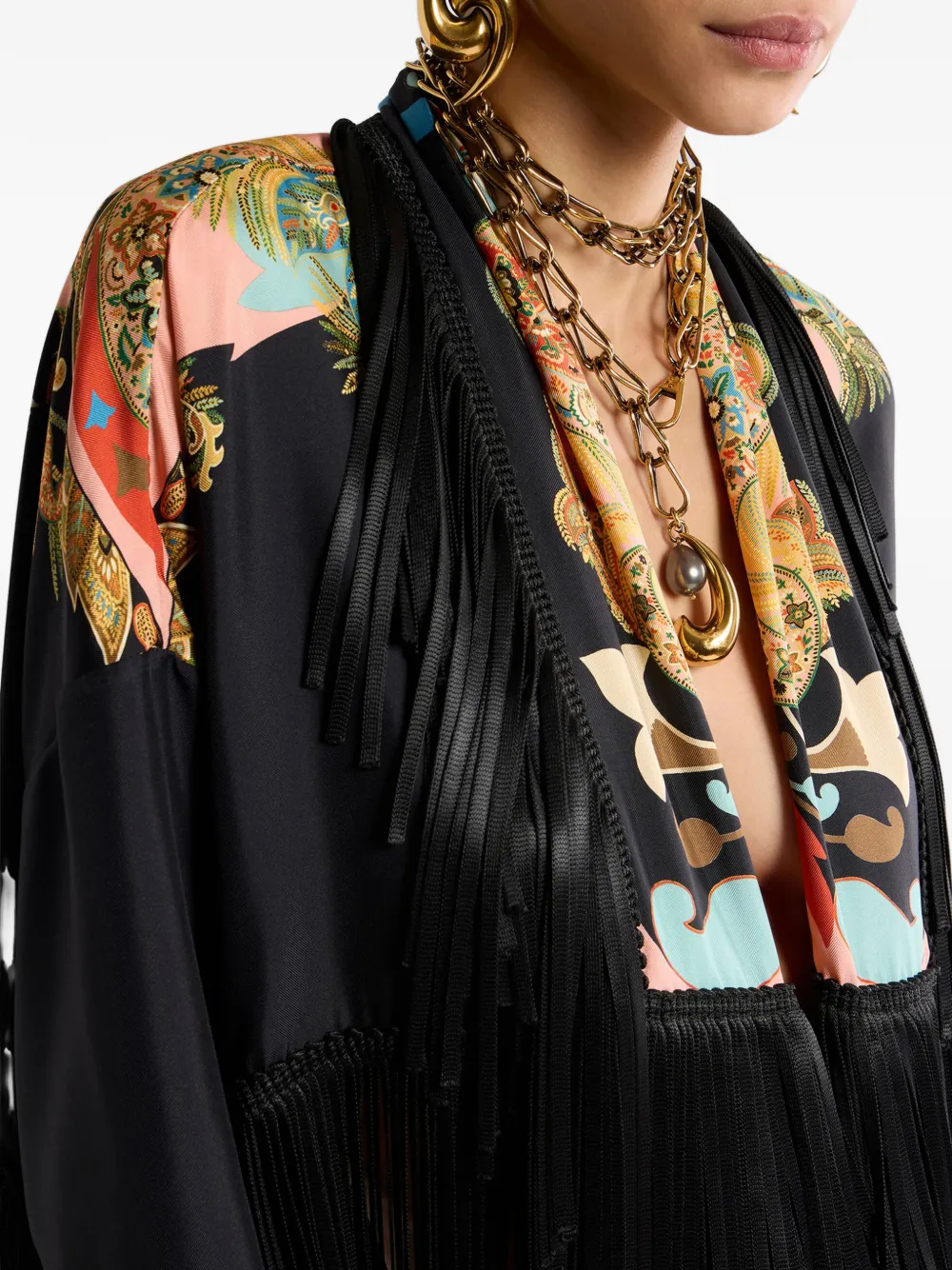 fringing silk jacket
