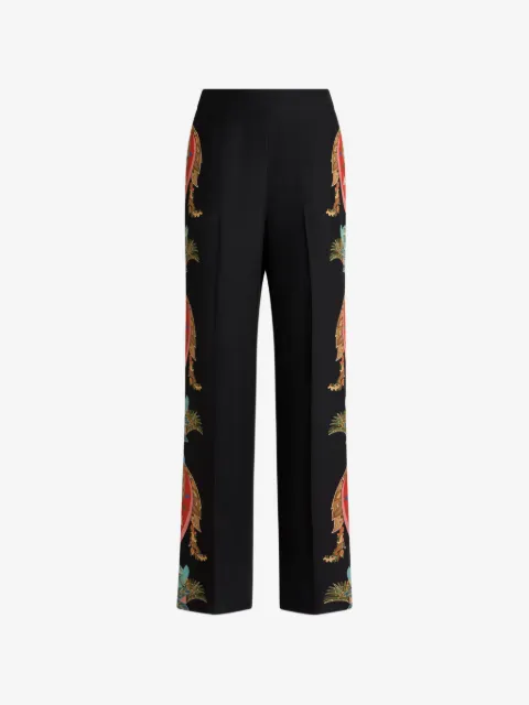 ETRO pantalones con motivo de cachemira y hojas