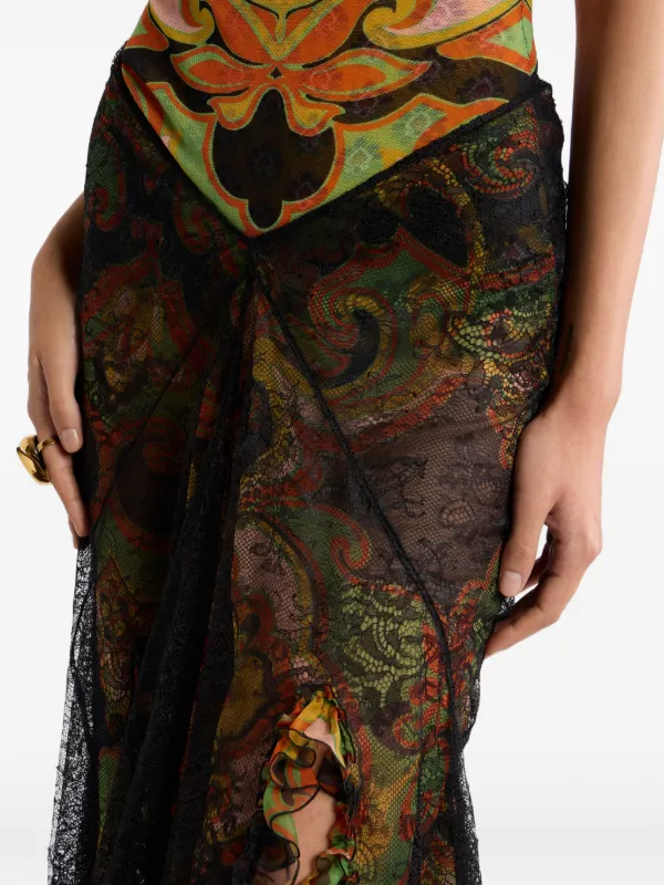 ETRO スカート ETRO レースディテール フローラルマキシスカート | ブラック