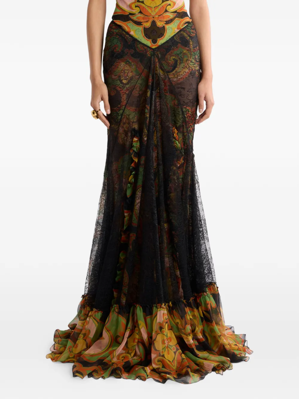 ETRO Maxi-rok met kanten detail Zwart
