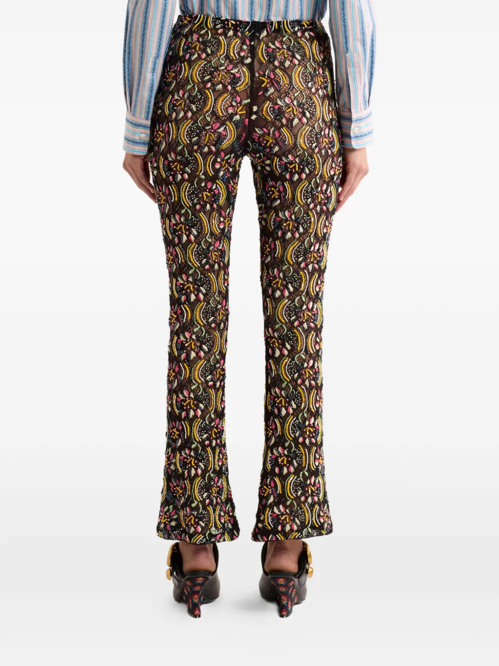 ETRO Straight broek met pailletten en borduurwerk Zwart