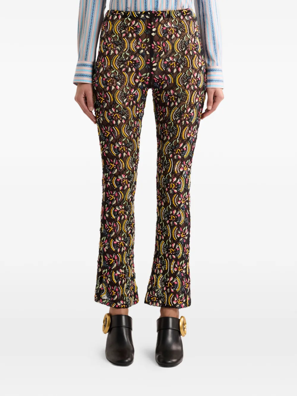  Etro Lace Bead Sequin Trousers - Black 