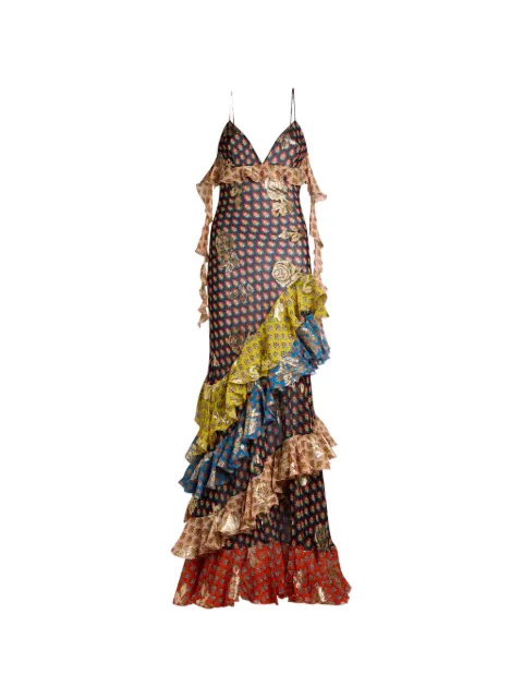 ETRO V-neck ruffled maxi dress