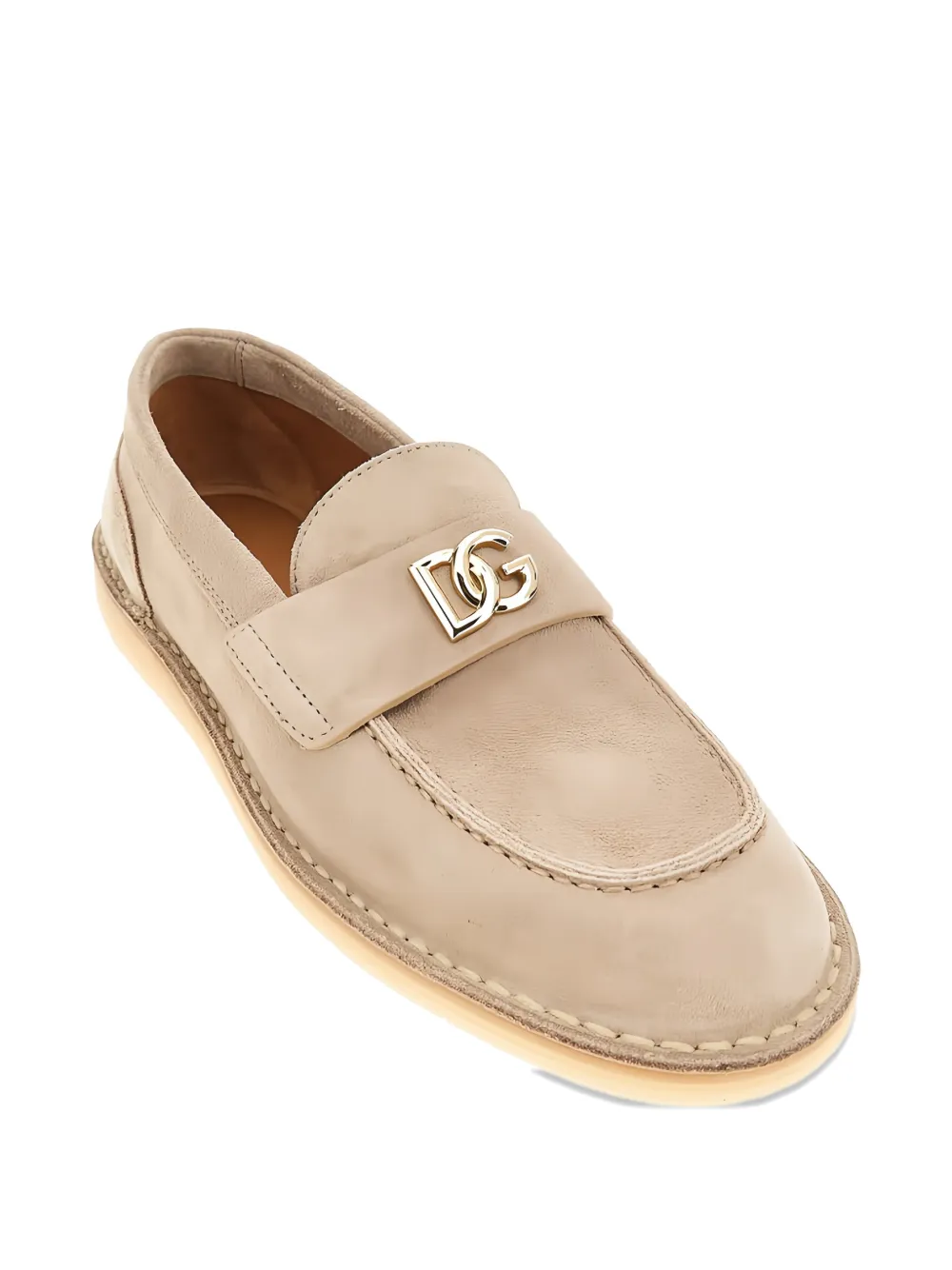 Dolce & Gabbana logo-plaque loafers Beige