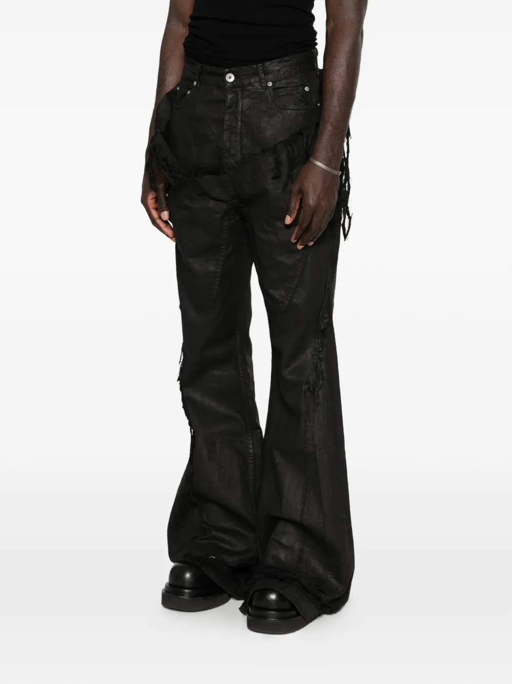 Rick Owens DRKSHDW Denim jeans met franje Zwart